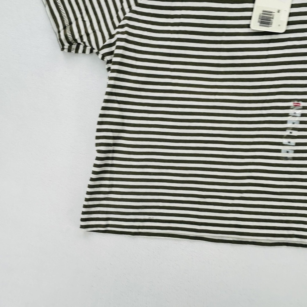 Levi's Shirt Womens Medium Green White Striped Short Sleeve Crewneck Tee NEW - Picture 11 of 16